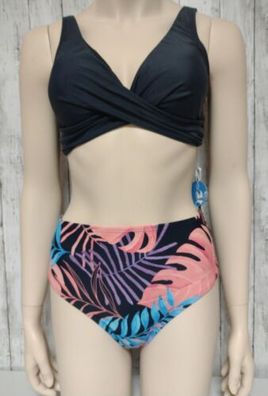 Bikini Set Twist Schwarz CUPSHE Florales Muster Größe M 40/42