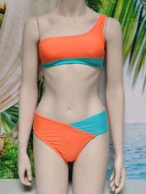 Bikini Set CUPSHE One Shoulder Farbblock Größe XS 36