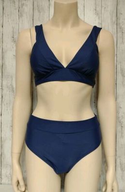 Bikini Set Blau High Waist CUPSHE Unterteil Größe 38, Oberteil Größe 40