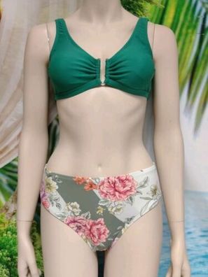 Bikini Set Grün CUPSHE Blumenmuster Größe XS 36