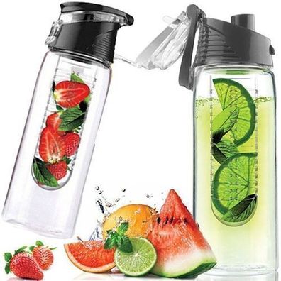 700ml Wasserflasche mit fruchteinsatz Sport Trinkflasche BPA-frei Schwarz Retoo