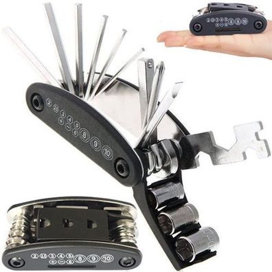 Fahrrad Werkzeug Reparatur Set 16 in 1 Multifunktions Multitool Werkzeug Retoo