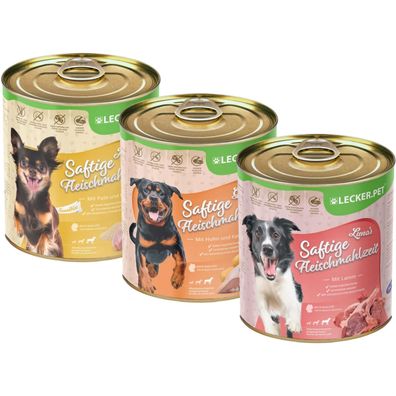 18 x 800 g Lecker. Pet® Gino's, Josie's & Luna's Saftige Fleischmahlzeit