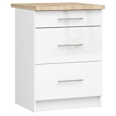 Küchenschrank AKORD OLIWIA modular S60 Weiß 60 cm Front Weiß Hochglanz 60x85x46 cm