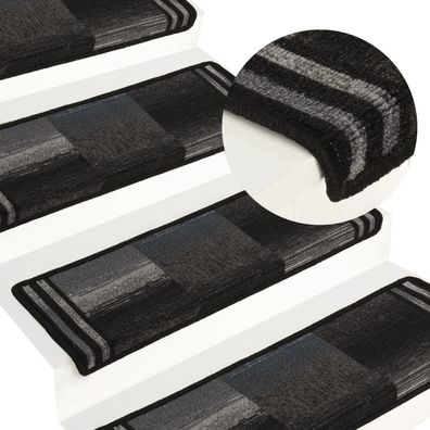 vidaXL Stufenmatten Selbstklebend 10 Stk 65x21x4 cm Schwarz Grau