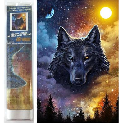 Norimpex Diamant-Gemälde Dunkler Wolf 30x40cm