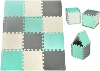 Krabbelmatte Puzzelmatte mit Rand Spielmatte 120 x 90 x 1.2 cm + Wasserdicht 12 Teile