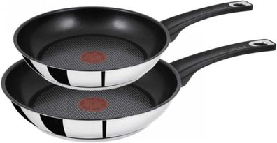 Tefal Jamie Oliver 2 Stück Edelstahl Bratpfannen 20 cm und 26 cm, induktionsgeei