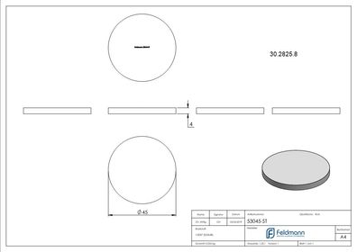 Ronde | Ø 45x4 mm | Stahl S235JR, roh