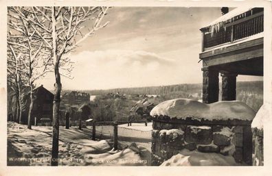 Blick vom Schlossberg auf Oberhof im Winter Thüringen Postkarte AK