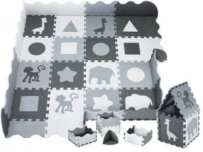 XXL Krabbelmatte Puzzelmatte mit Rand Spielmatte 150 x 150 x 1 cm + Wasserdicht