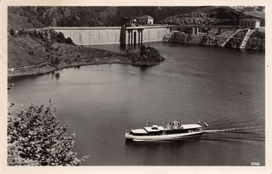 Sperrmauer und Stausee Saaletalsperre Thüringen Postkarte AK 1933