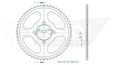 ESJOT Kettenrad "15060" 428, Stahl, schwarz 54 Zähne