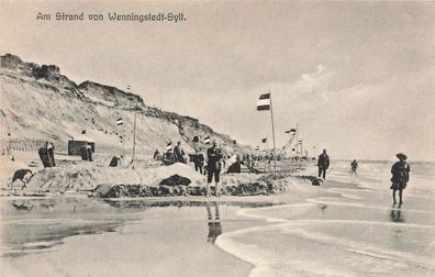 Am Strand von Wenningstedt-Sylt Schleswig-Holstein Postkarte AK