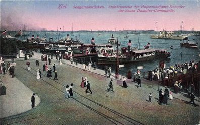 Abfahrtsstelle Rundfahrt Seegartenbrücken Kiel Schleswig-Holstein Postkarte AK