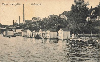 Badeanstalt in Kappeln an der Schlei Schleswig-Holstein Postkarte AK 1915