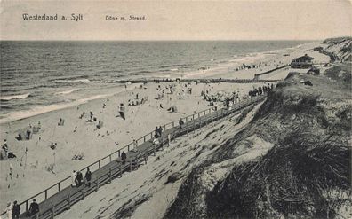 Blick auf Düne m. Strand in Westerland Sylt Schleswig-Holstein Postkarte AK 1911