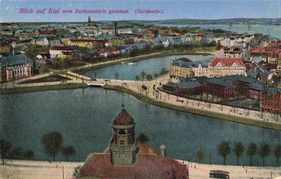 Blick auf Kiel Nordseite vom Rathausturm Schleswig-Holstein Postkarte AK