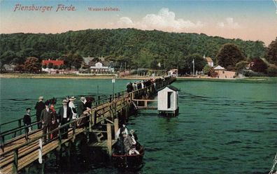 Blick auf Wassersleben in Flensburger Förde Schleswig-Holstein Postkarte AK 1929