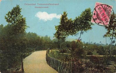 Blick auf Straßenpromenade Ostseebad Timmendorferstrand Postkarte AK 1919