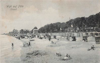 Blick auf Strand in Wyk auf Föhr Schleswig-Holstein Postkarte AK