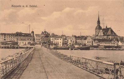 Blick zur Kirche Kappeln an der Schlei Schleswig-Holstein Postkarte AK