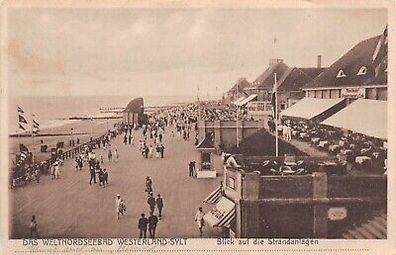 Das Weltnordseebad Westerland-Sylt Blick auf die Strandanlagen Postkarte AK 1932