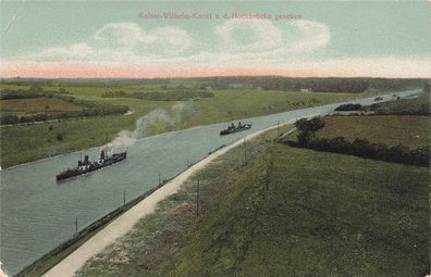 Gruss aus Kiel mit Kaiser Wilhelm-Kanal Schleswig-Holstein Postkarte AK