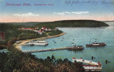 Glückburger Bucht in der Flensburger Förde Schleswig-Holstein Postkarte AK 1925