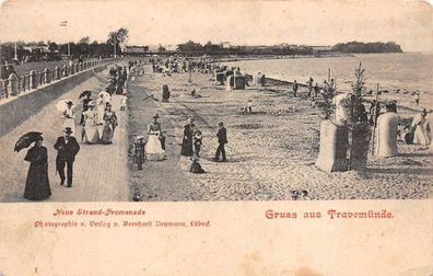 Gruss aus Travemünde Neue Strand-Promenade Postkarte