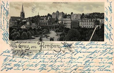 Gruß aus Flensburg, Promenade AK 1902