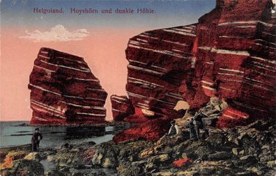 Hoyshörn und dunkle Höhle Helgoland Schleswig-Holstein Postkarte AK