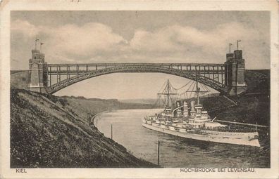 Hochbrücke bei Levensau Kiel Schleswig-Holstein Postkarte AK 1924