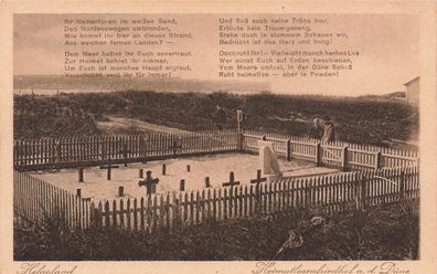 Heimatlosenfriedhof an der Düne Helgoland Schleswig-Holstein Postkarte AK