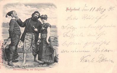 Helgoland Heirathsantrag auf Helgoland Postkarte AK 1898