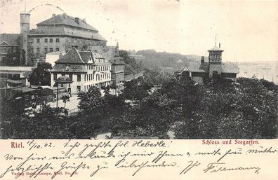 Kiel Schloss und Seegarten Postkarte AK 1902