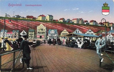 Landungsbrücke Helgoland Schleswig-Holstein Postkarte AK 1915