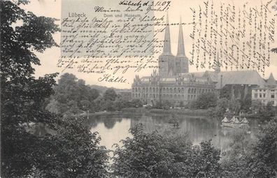 Lübeck Dom und Museum Postkarte AK 1908