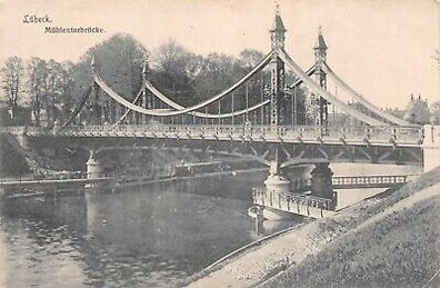 Lübeck Mühlentorbrücke Postkarte AK