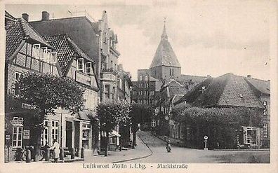 Marktstraße und Kirche Mölln in Lauenburg Schleswig-Holstein Postkarte AK 1932