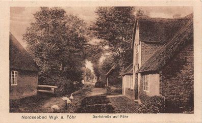 Nordseebad Wyk a. Föhr Dorfstraße auf Föhr Postkarte