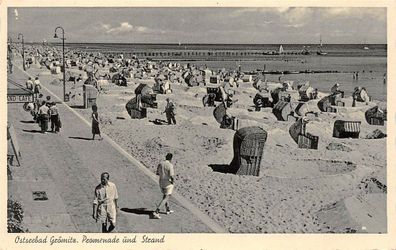 Ostseebad Grömitz Promenade und Strand AK 1953