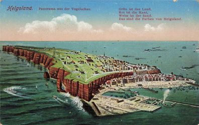 Panorama aus der Vogelschau Helgoland Schleswig-Holstein Postkarte AK 1919