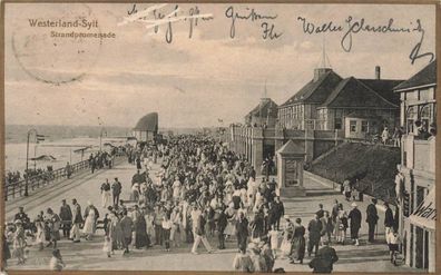 Strandpromenade Westerland Sylt Schleswig-Holstein Postkarte AK 1924