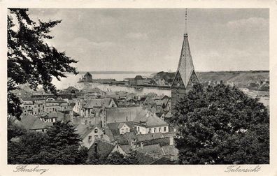 Teilansicht mit Kirche Flensburg Schleswig-Holstein Postkarte AK 1940