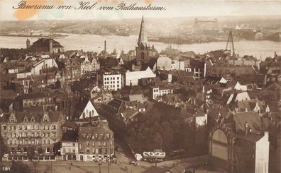 Stadtansicht mit Rathausturm in Kiel Schleswig-Holstein Postkarte AK 1916