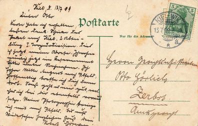 Totalansicht mit Dampfer Kiel Schleswig-Holstein Postkarte AK 1909