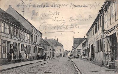 Bismark Altmark Prov. Sachsen Breitestrasse Geschäfte Postkarte gel. 1913