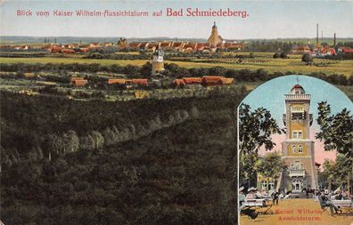 Blick vom Kaiser Wilhelm-Aussichtsturm auf Bad Schmiedeberg Postkarte AK