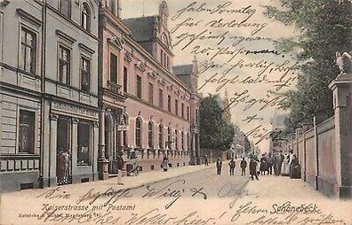 Kaiserstrasse mit Postamt Schönebeck Sachsen-Anhalt Postkarte AK 1903